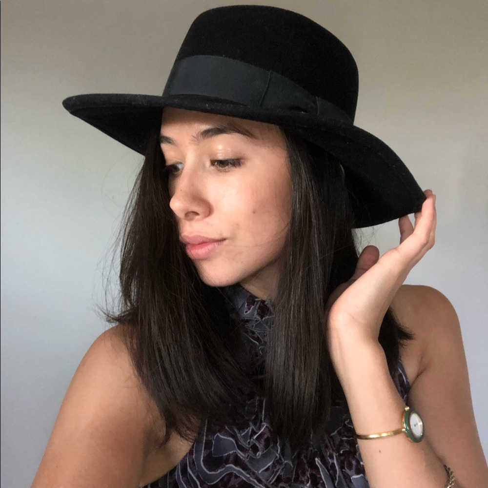 Vintage Dark Navy Blue Panama Wool Felt Hat